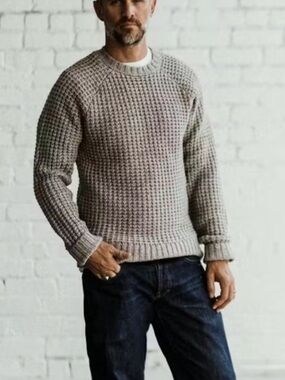 TAYLOR STITCH WOOL FISHERMAN CREWNECK IN OATMEAL NATURAL